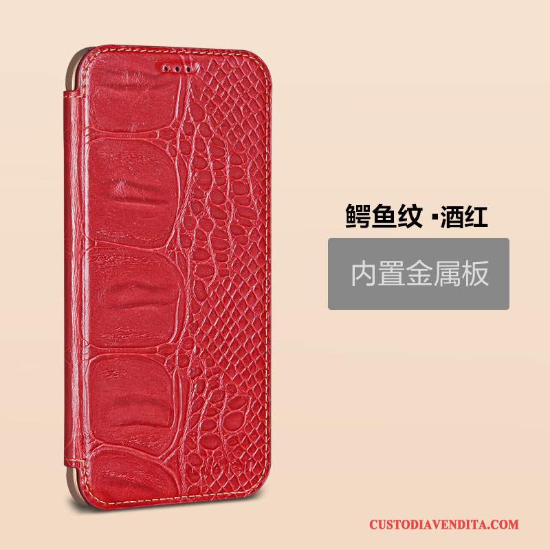 Custodia Samsung Galaxy A8 Folio Affari Rosso, Cover Samsung Galaxy A8 Pelle Telefono