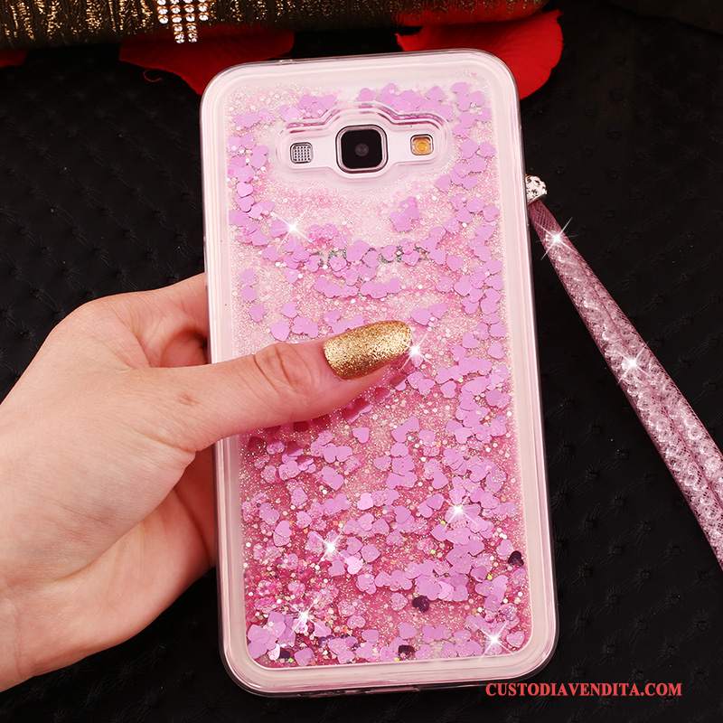 Custodia Samsung Galaxy A8 Strass Morbido Rosa, Cover Samsung Galaxy A8 Ornamenti Appesitelefono