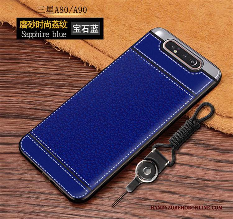 Custodia Samsung Galaxy A80 Silicone Blu Semplici, Cover Samsung Galaxy A80 Macchiati Morbido