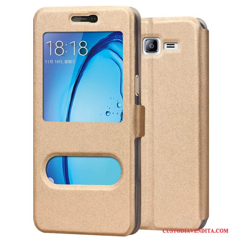 Custodia Samsung Galaxy J3 2016 Silicone Oro Anti-caduta, Cover Samsung Galaxy J3 2016 Pelle Telefono