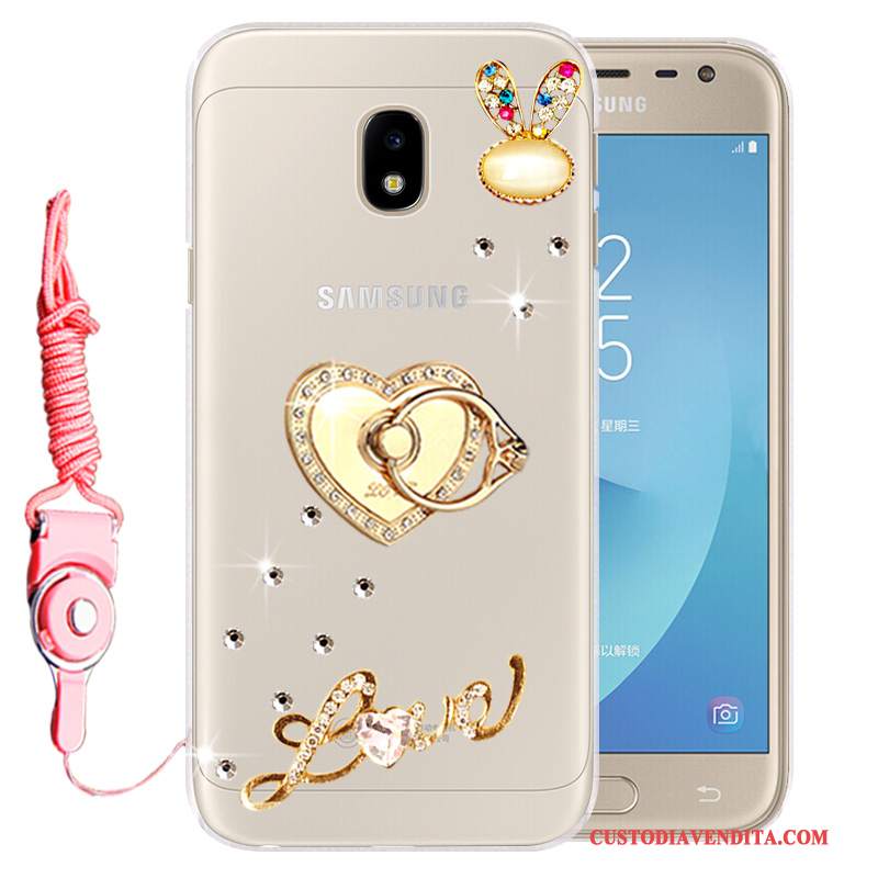 Custodia Samsung Galaxy J3 2017 Silicone Anti-cadutatelefono, Cover Samsung Galaxy J3 2017 Strass Morbido Oro