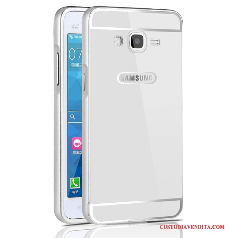 Custodia Samsung Galaxy J5 2016 Protezione Specchio Telaio, Cover Samsung Galaxy J5 2016 Difficile Argento