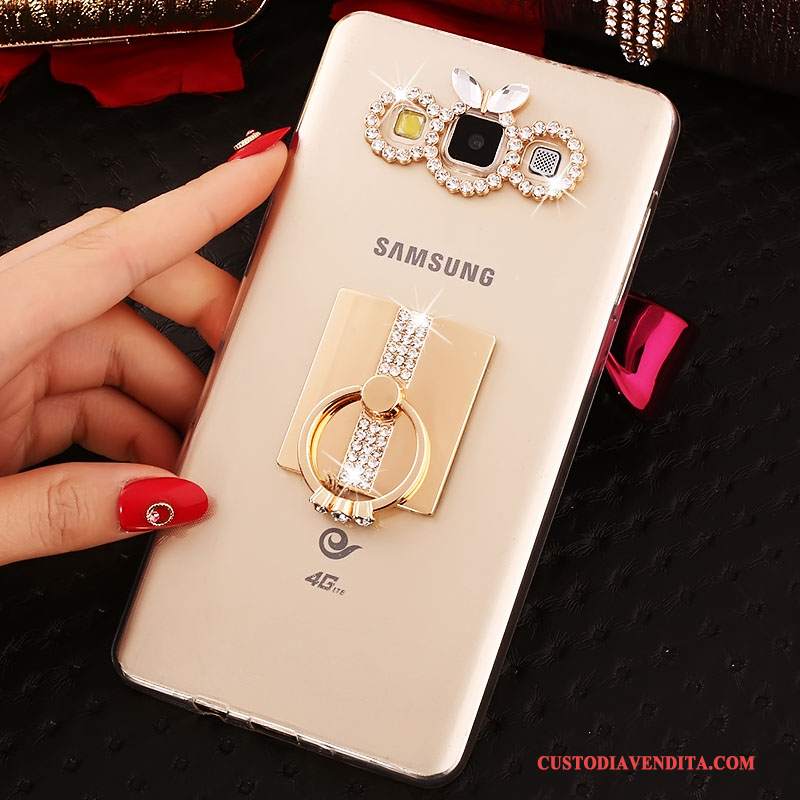 Custodia Samsung Galaxy J5 2016 Silicone Oro Ring, Cover Samsung Galaxy J5 2016 Protezione