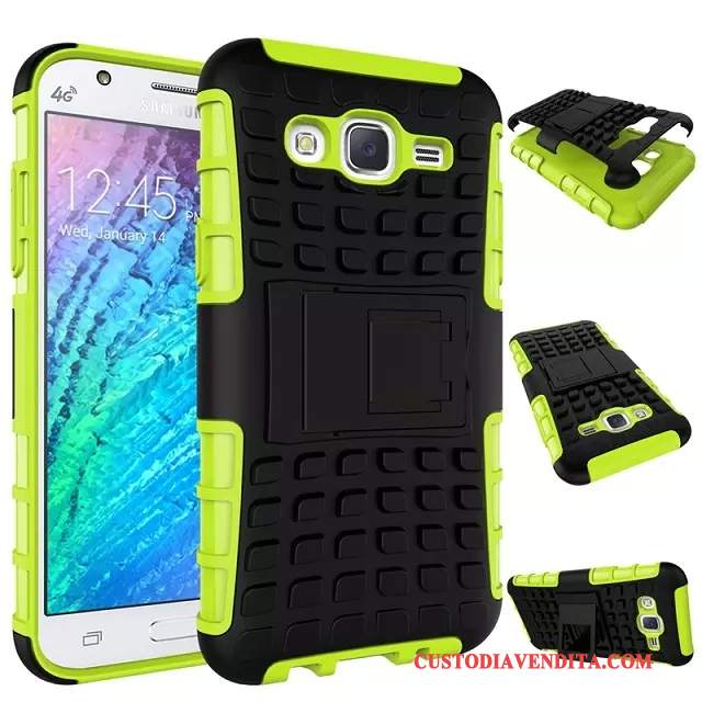 Custodia Samsung Galaxy J7 2015 Protezione Verde Supporto, Cover Samsung Galaxy J7 2015 Cartone Animato Telefono Tendenza