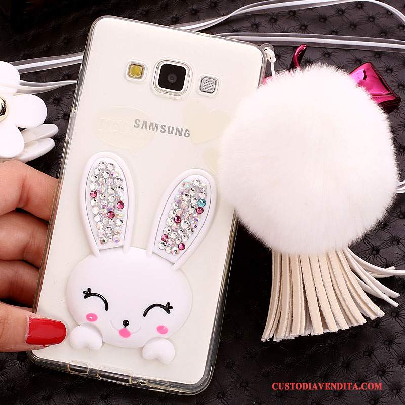 Custodia Samsung Galaxy J7 2015 Strass Palla Di Pelo Supporto, Cover Samsung Galaxy J7 2015 Silicone Biancotelefono