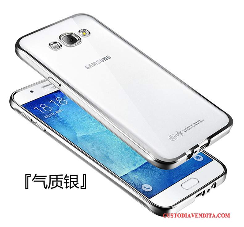 Custodia Samsung Galaxy J7 2016 Silicone Telefono Morbido, Cover Samsung Galaxy J7 2016 Protezione Anti-caduta Argento