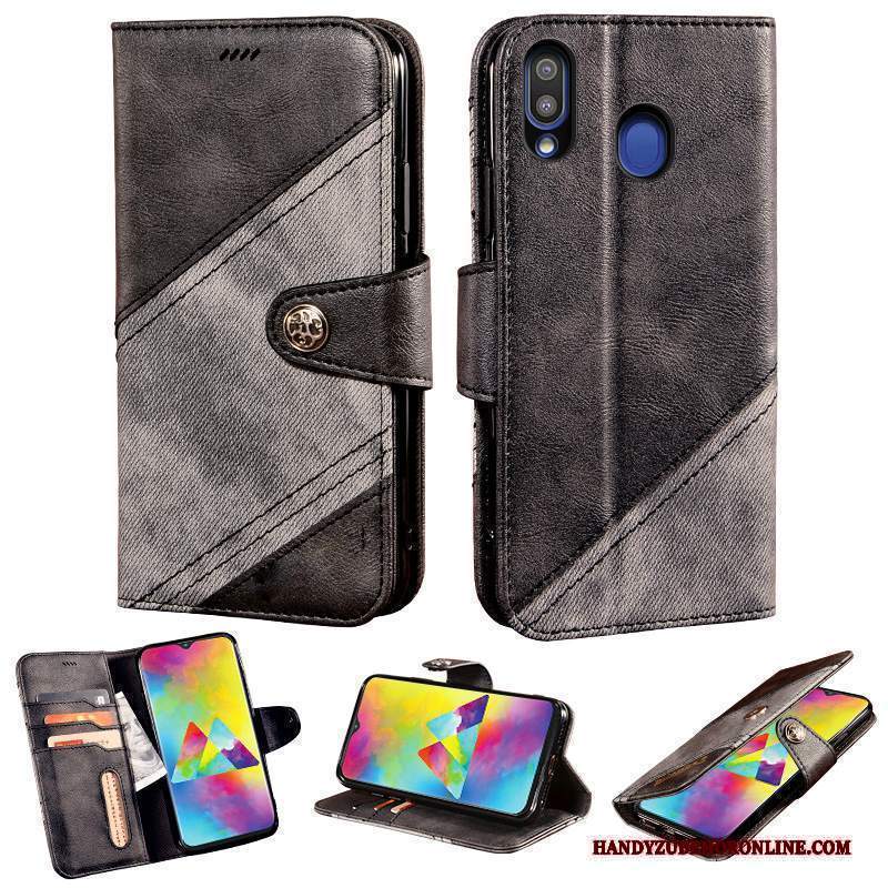 Custodia Samsung Galaxy M20 Pelle Morbido Grigio, Cover Samsung Galaxy M20 Protezione