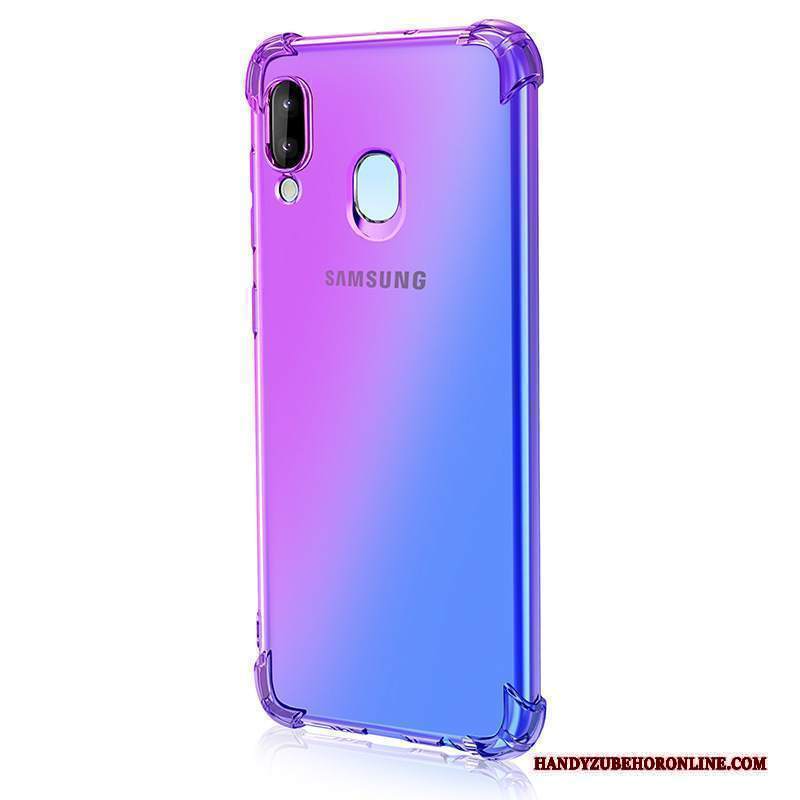 Custodia Samsung Galaxy M20 Telefono Porpora, Cover Samsung Galaxy M20 Blu Colore Sfumato