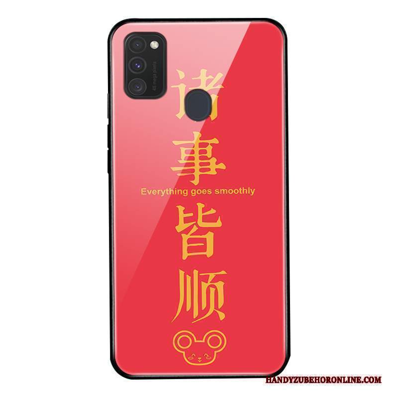 Custodia Samsung Galaxy M30s Protezione Vetro Nuovo, Cover Samsung Galaxy M30s Amanti Rosso