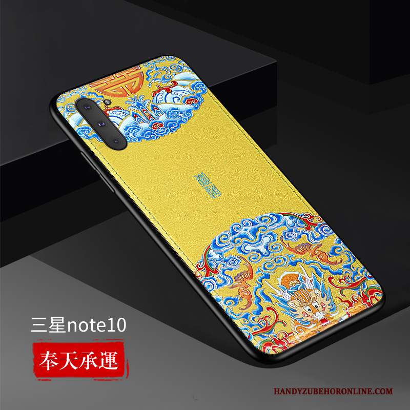 Custodia Samsung Galaxy Note 10 Pelle Nuovo Tutto Incluso, Cover Samsung Galaxy Note 10 Protezione Sottile Giallo