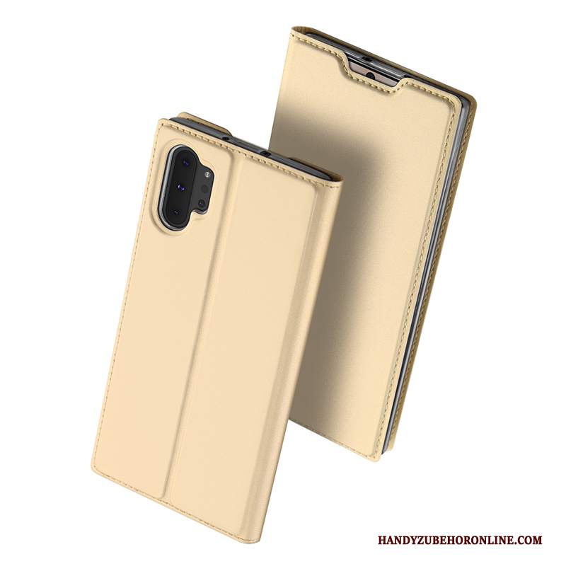 Custodia Samsung Galaxy Note 10+ Pelle Oro Carta, Cover Samsung Galaxy Note 10+ Folio Telefono