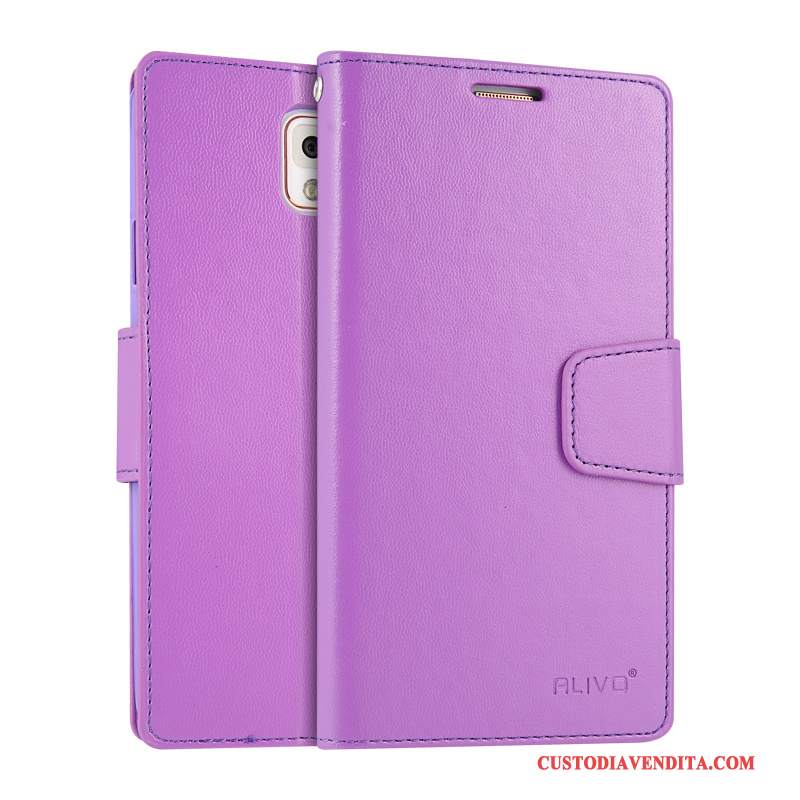 Custodia Samsung Galaxy Note 3 Folio Porpora Morbido, Cover Samsung Galaxy Note 3 Protezione Telefono