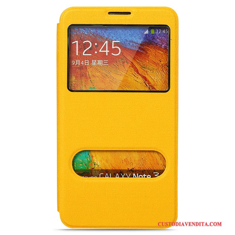 Custodia Samsung Galaxy Note 3 Pelle Semplicitelefono, Cover Samsung Galaxy Note 3 Folio Giallo Coperchio Posteriore