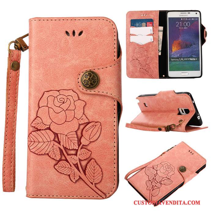 Custodia Samsung Galaxy Note 4 Folio Tutto Inclusotelefono, Cover Samsung Galaxy Note 4 Protezione Morbido Rosa