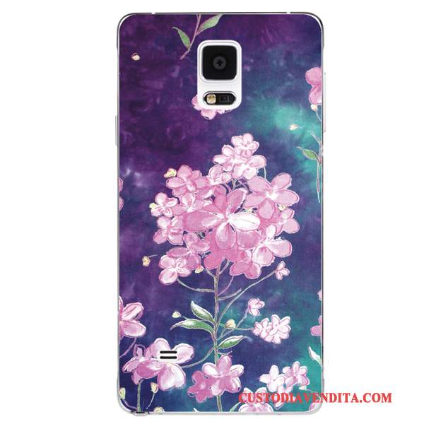 Custodia Samsung Galaxy Note 4 Silicone Ornamenti Appesi Morbido, Cover Samsung Galaxy Note 4 Fiori Stile Cinese Porpora