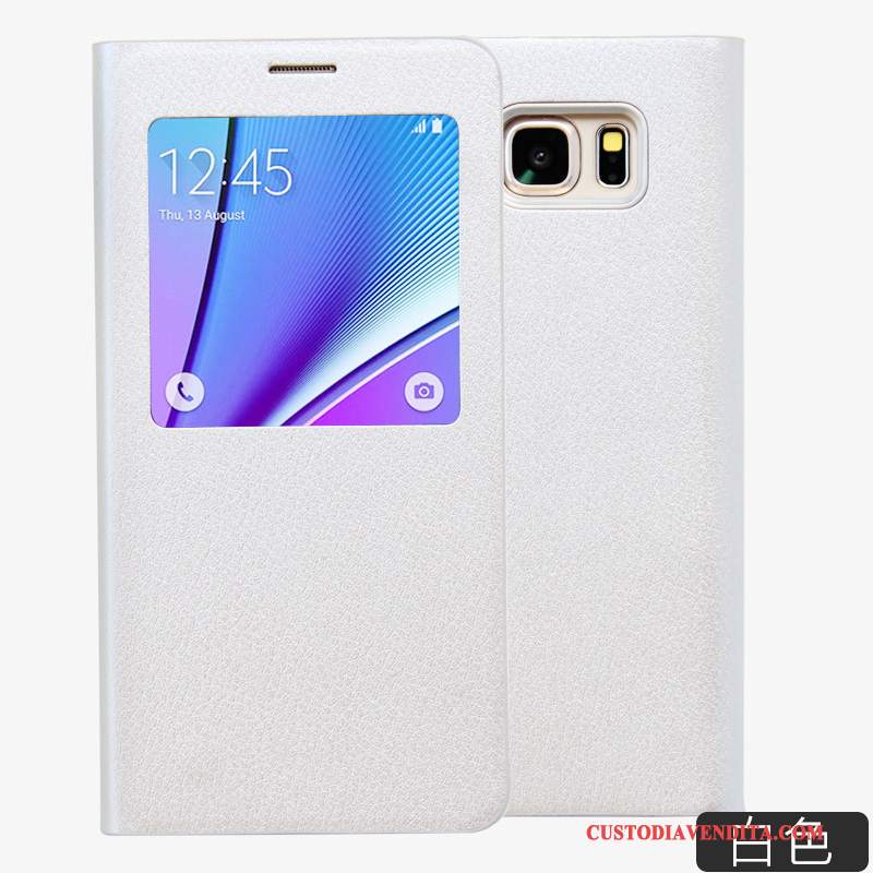 Custodia Samsung Galaxy Note 5 Folio Dormienza Bianco, Cover Samsung Galaxy Note 5 Pelle Nuovotelefono