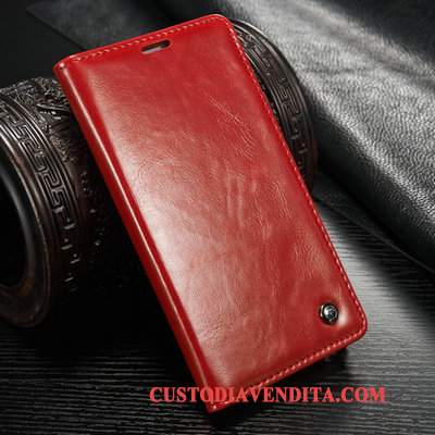 Custodia Samsung Galaxy Note 5 Folio Rosso Carta, Cover Samsung Galaxy Note 5 Pelle
