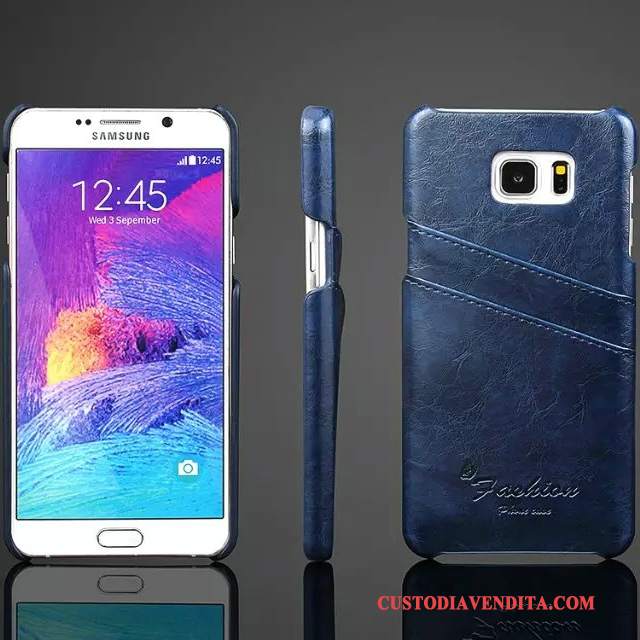 Custodia Samsung Galaxy Note 5 Pelle Di Personalità Coperchio Posteriore, Cover Samsung Galaxy Note 5 Protezione Carta Blu