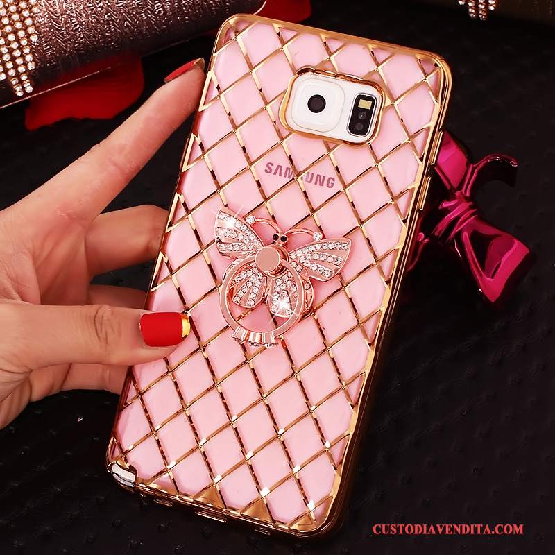 Custodia Samsung Galaxy Note 5 Strass Rosa Ring, Cover Samsung Galaxy Note 5 Protezione Sottile