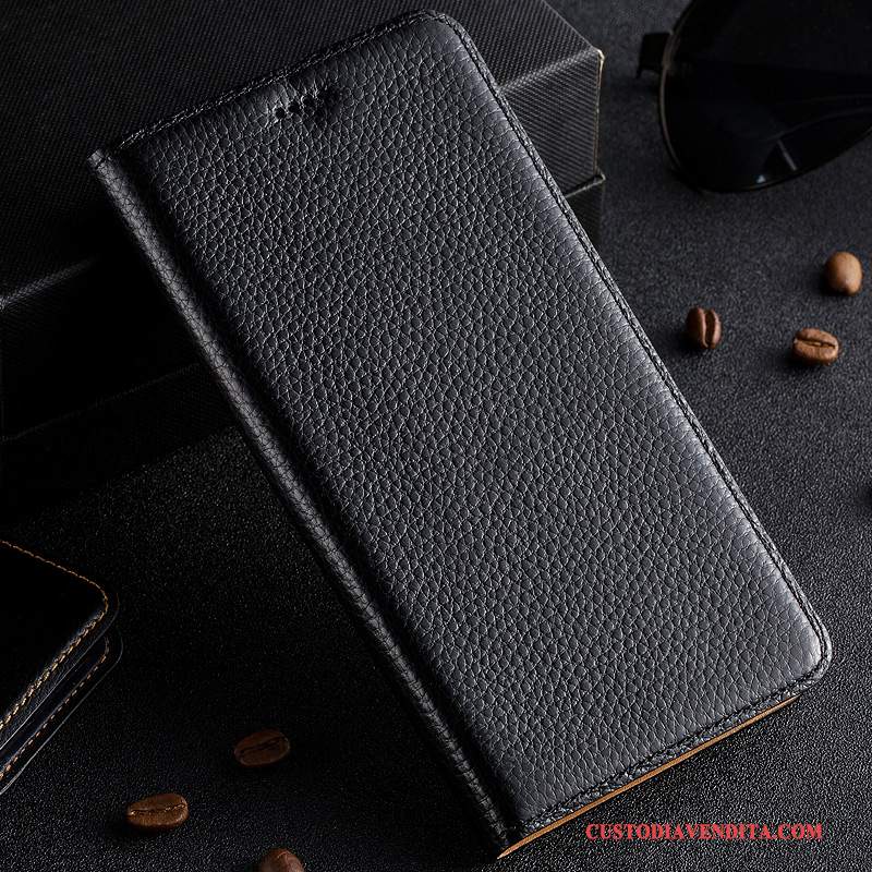 Custodia Samsung Galaxy Note 8 Folio Nerotelefono, Cover Samsung Galaxy Note 8 Pelle Litchi