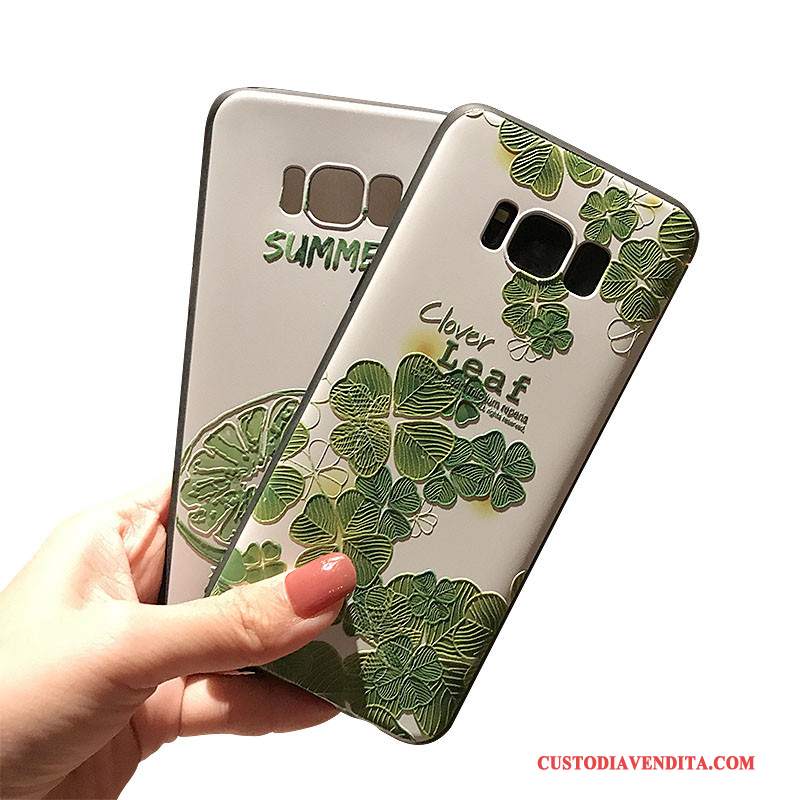 Custodia Samsung Galaxy Note 8 Goffratura Verde Macchiati, Cover Samsung Galaxy Note 8 Nero Morbido