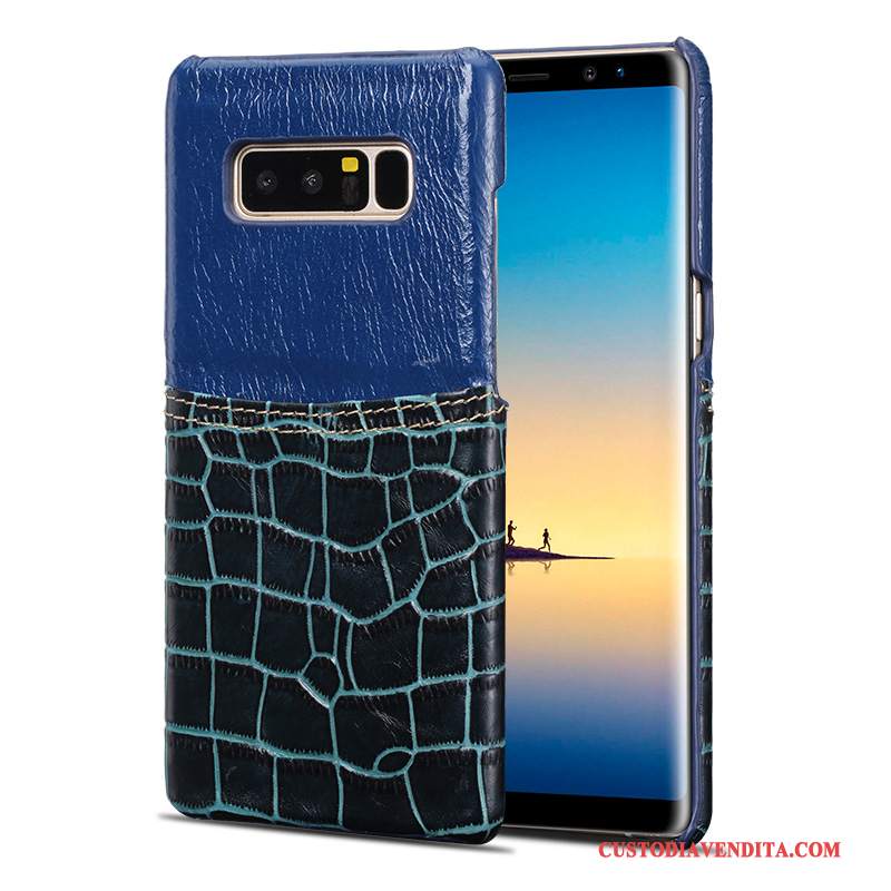 Custodia Samsung Galaxy Note 8 Pelle Anti-cadutatelefono, Cover Samsung Galaxy Note 8 Protezione Blu Scuro Tutto Incluso