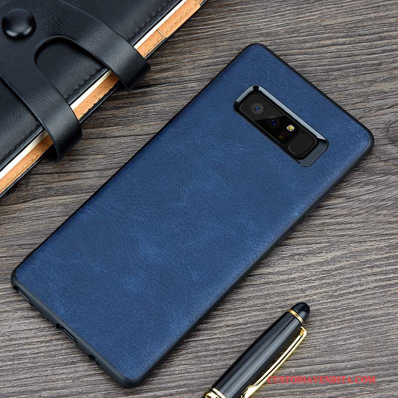 Custodia Samsung Galaxy Note 8 Protezione Blu Anti-caduta, Cover Samsung Galaxy Note 8 Vintage Affari Morbido