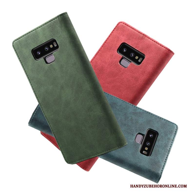 Custodia Samsung Galaxy Note 9 Pelle Anti-cadutatelefono, Cover Samsung Galaxy Note 9 Folio Morbido Verde