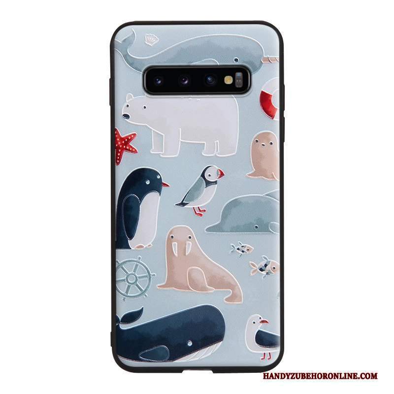 Custodia Samsung Galaxy S10 Goffratura Telefono Bello, Cover Samsung Galaxy S10 Cartone Animato Verde Morbido