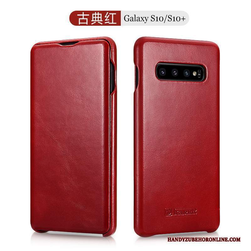 Custodia Samsung Galaxy S10+ Pelle Anti-caduta Difficile, Cover Samsung Galaxy S10+ Folio Tutto Incluso Tendenza