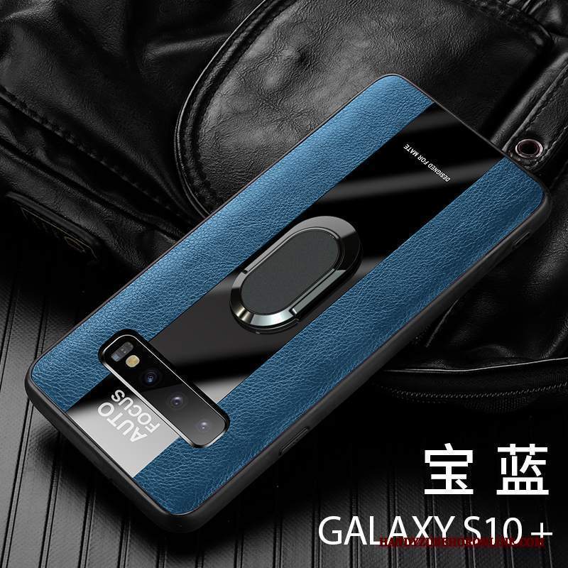 Custodia Samsung Galaxy S10+ Pelle Blu Tutto Incluso, Cover Samsung Galaxy S10+ Silicone Auto Anti-caduta