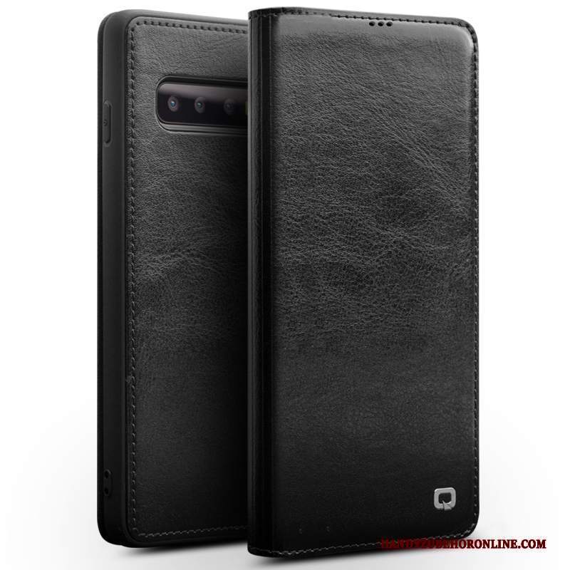 Custodia Samsung Galaxy S10 Protezione Mucca Tutto Incluso, Cover Samsung Galaxy S10 Pelle Nero Affari