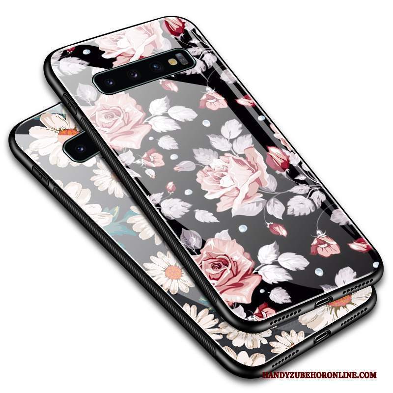 Custodia Samsung Galaxy S10 Vintage Rosa Semplici, Cover Samsung Galaxy S10 Protezione Nero Tutto Incluso