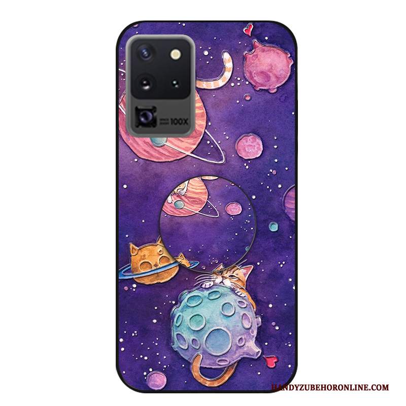 Custodia Samsung Galaxy S20 Ultra Cartone Animato Etnico Gattino, Cover Samsung Galaxy S20 Ultra Protezione Porpora Orso