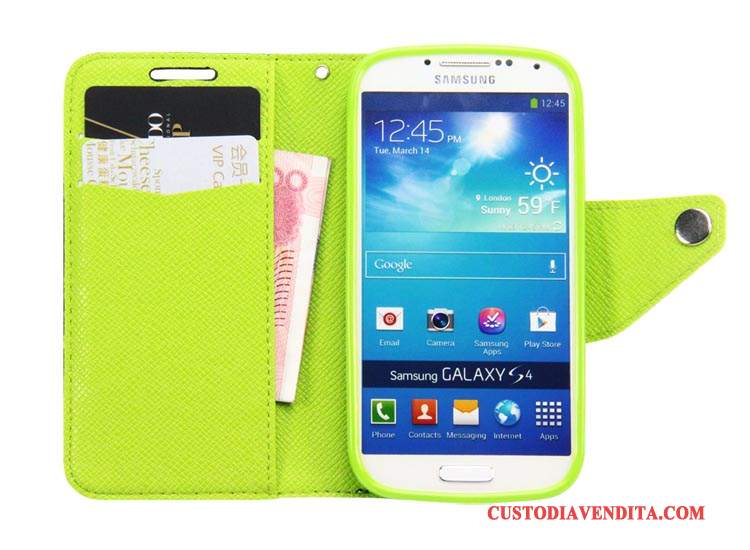 Custodia Samsung Galaxy S4 Pelle Verde Supporto, Cover Samsung Galaxy S4 Protezione