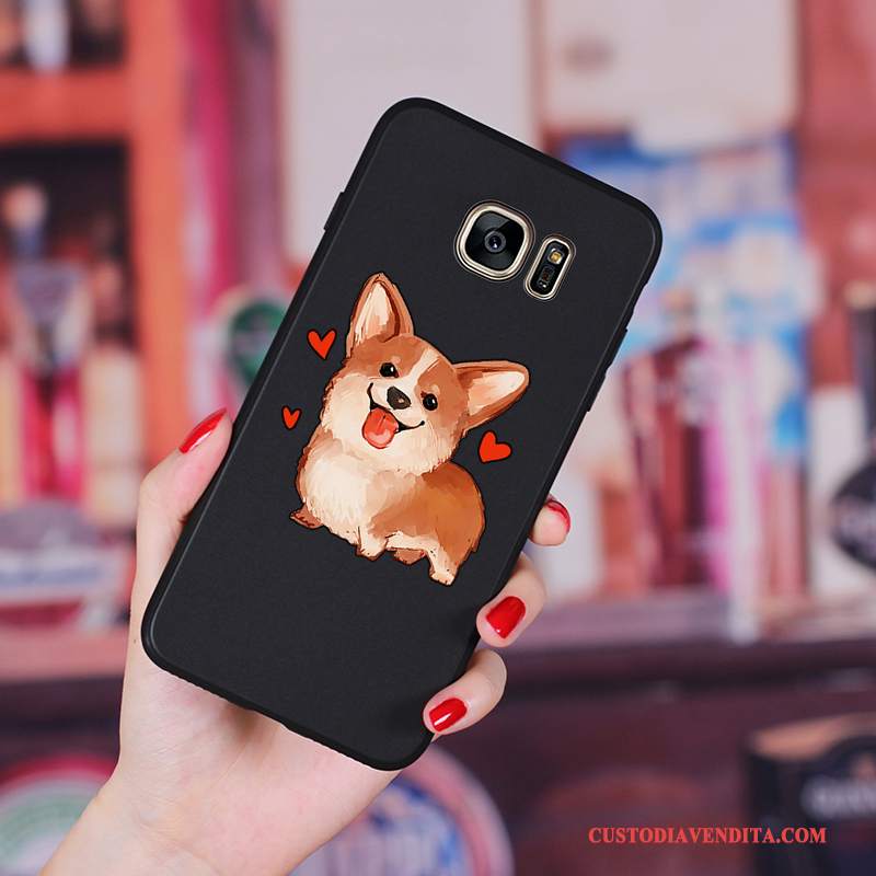 Custodia Samsung Galaxy S6 Edge + Cartone Animato Ornamenti Appesi Anti-caduta, Cover Samsung Galaxy S6 Edge + Silicone Morbido Nero