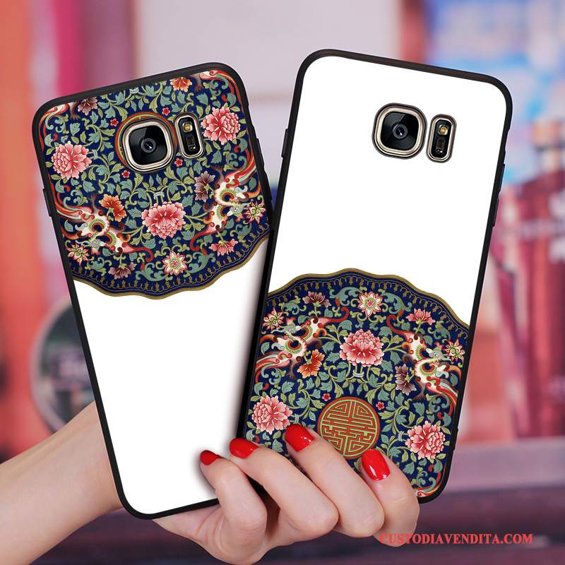 Custodia Samsung Galaxy S6 Edge + Colore Palazzo Anti-caduta, Cover Samsung Galaxy S6 Edge + Creativo Fiori Morbido