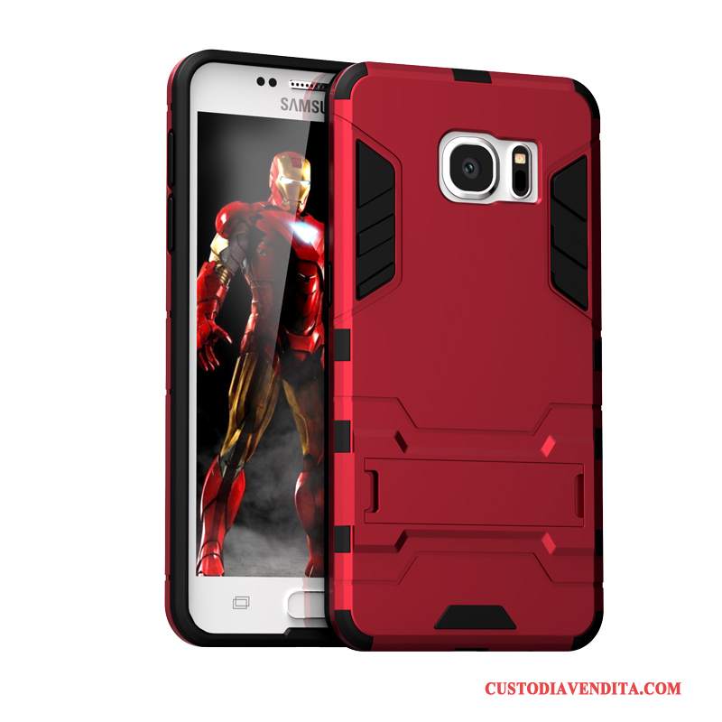 Custodia Samsung Galaxy S6 Edge + Creativo Anti-caduta Difficile, Cover Samsung Galaxy S6 Edge + Silicone Tutto Incluso Rosso