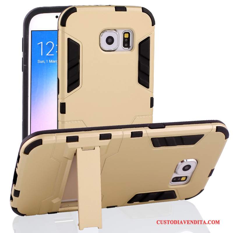 Custodia Samsung Galaxy S6 Edge Creativo Oro Supporto, Cover Samsung Galaxy S6 Edge Telefono Anti-caduta