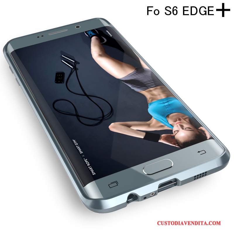 Custodia Samsung Galaxy S6 Edge + Protezione Metallo Telaio, Cover Samsung Galaxy S6 Edge + Telefono Argento