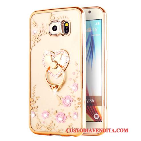 Custodia Samsung Galaxy S6 Edge + Protezione Oro Morbido, Cover Samsung Galaxy S6 Edge + Trasparente