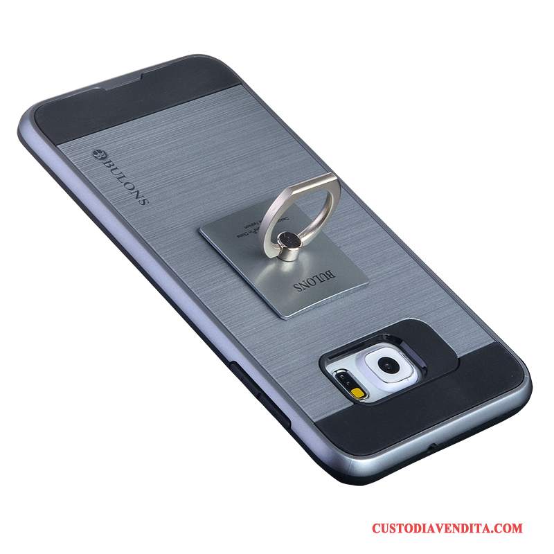 Custodia Samsung Galaxy S6 Edge + Silicone Anti-caduta Grigio, Cover Samsung Galaxy S6 Edge + Protezione Argentotelefono