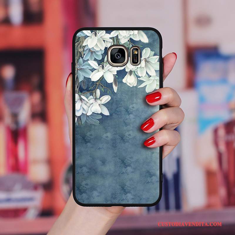 Custodia Samsung Galaxy S6 Edge + Vintage Morbido Ornamenti Appesi, Cover Samsung Galaxy S6 Edge + Silicone Vento Tutto Incluso