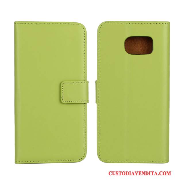 Custodia Samsung Galaxy S6 Pelle Verdetelefono, Cover Samsung Galaxy S6