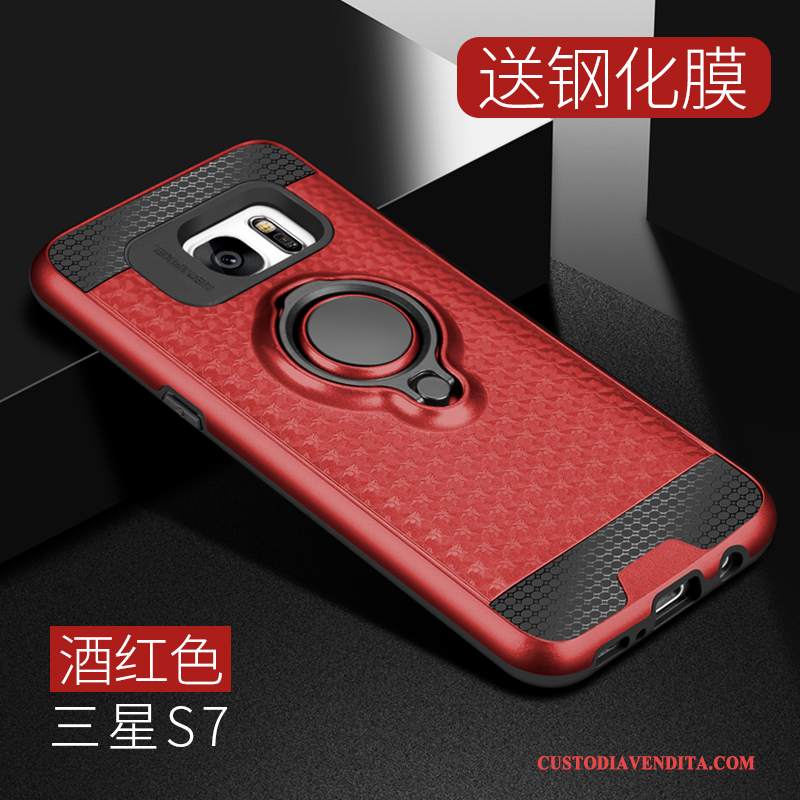 Custodia Samsung Galaxy S7 Creativo Supporto Tutto Incluso, Cover Samsung Galaxy S7 Protezione Morbido Rosso