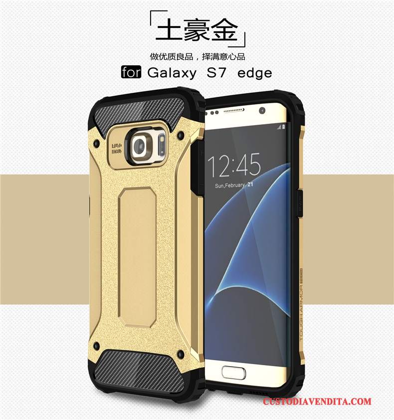 Custodia Samsung Galaxy S7 Edge Giallo Anti-caduta, Cover Samsung Galaxy S7 Edge Telefono Coperchio Posteriore