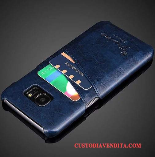 Custodia Samsung Galaxy S7 Edge Pelle High Endtelefono, Cover Samsung Galaxy S7 Edge Protezione Blu Carta