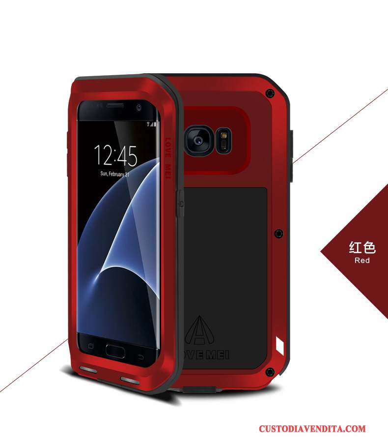 Custodia Samsung Galaxy S7 Edge Protezione Metallo Rosso, Cover Samsung Galaxy S7 Edge Anti-cadutatelefono