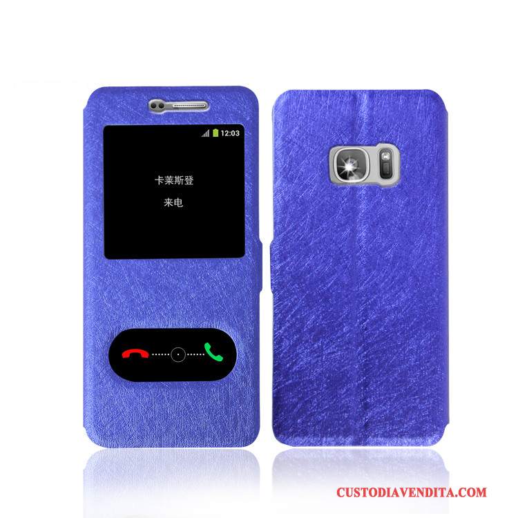 Custodia Samsung Galaxy S7 Pelle Telefono Blu, Cover Samsung Galaxy S7 Protezione Elegante