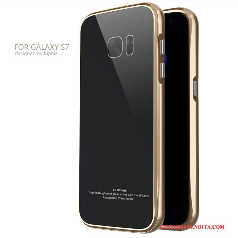 Custodia Samsung Galaxy S7 Protezione Nero Metallo, Cover Samsung Galaxy S7 Anti-caduta Tempra